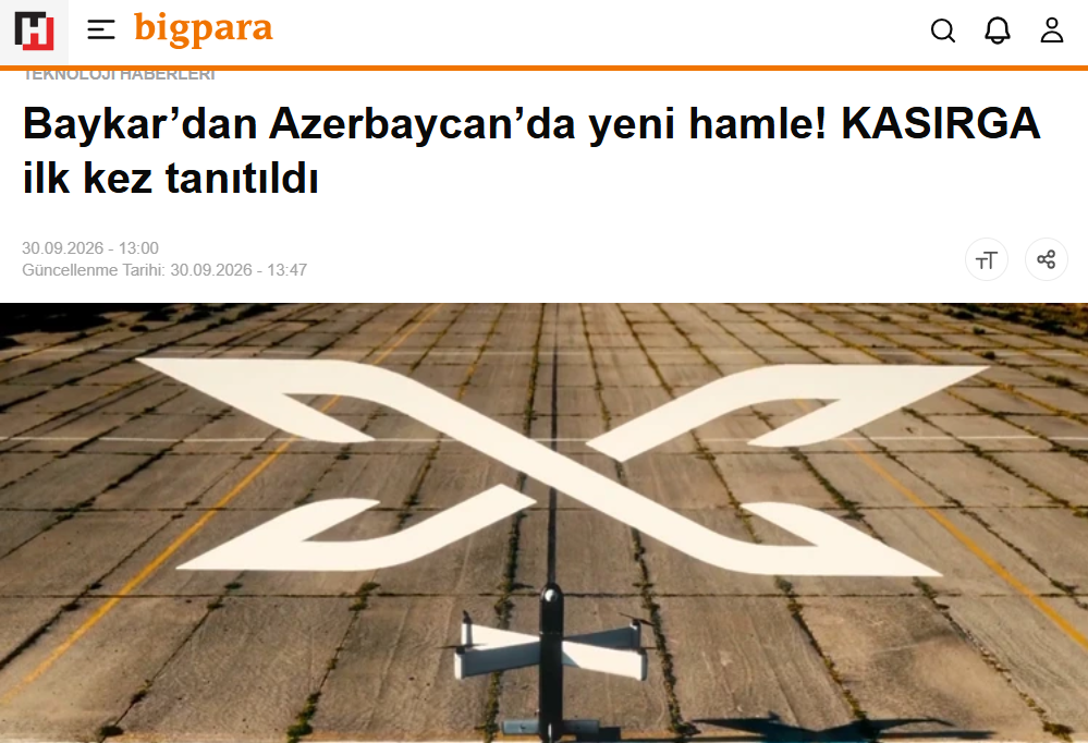 Hürriyet: Baykar Azərbaycanda “KASIRGA” dolanan sursatını təqdim etdi