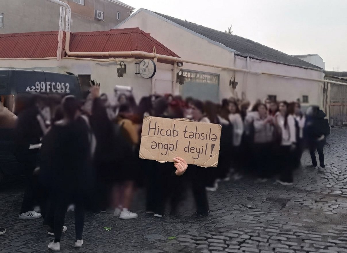 Students protest after schools in Masalli, Baku turn away hijab-wearing pupils