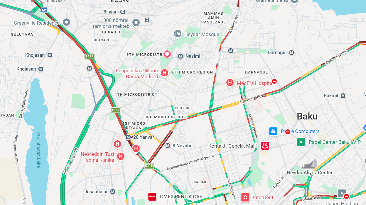 Bakü’de 19 güzergahta trafik yoğunluğu oluştu